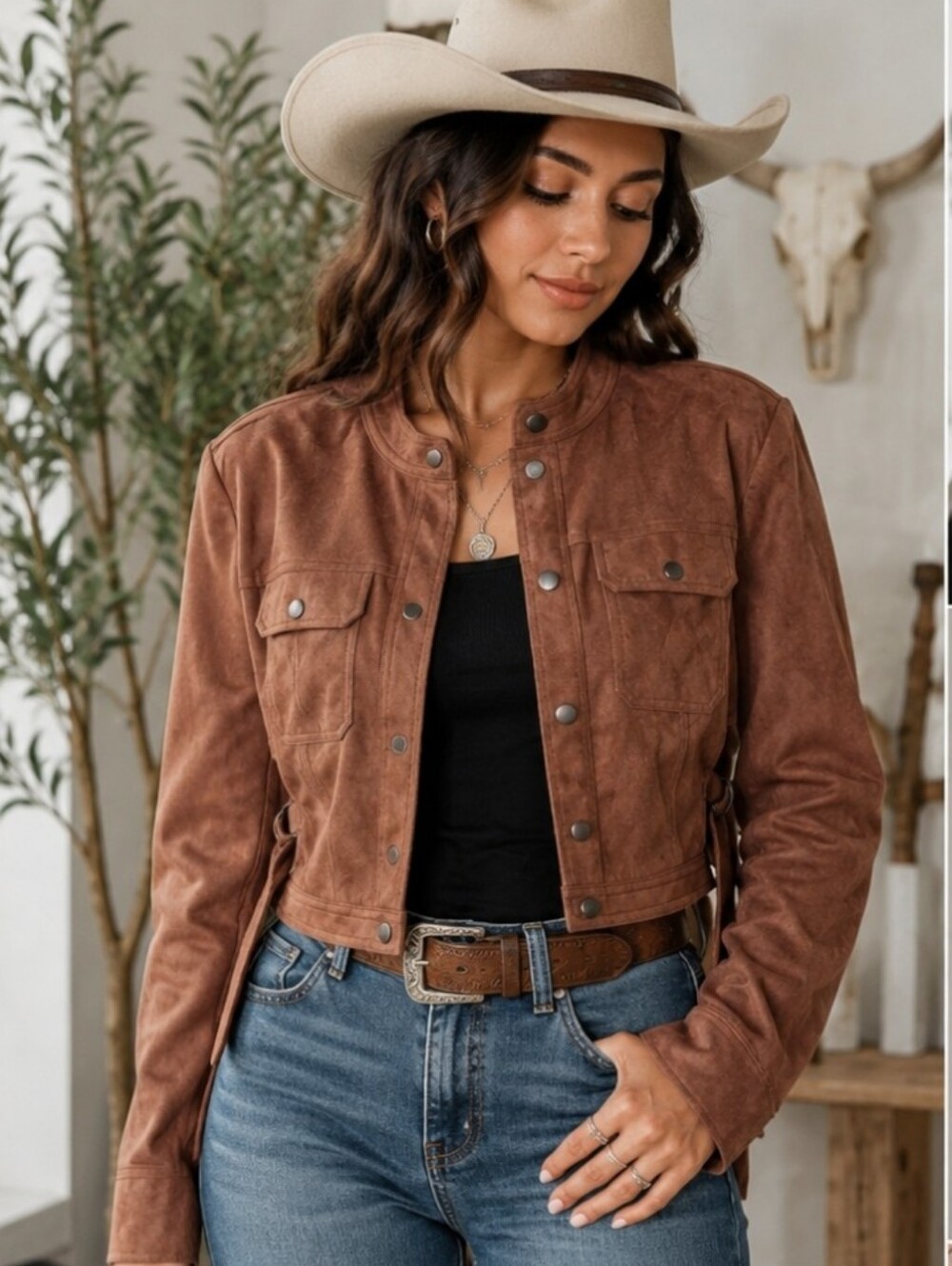 Jules Kae Vegan Faux Suede Moto Cropped Jacket Women's Size Medium NWT